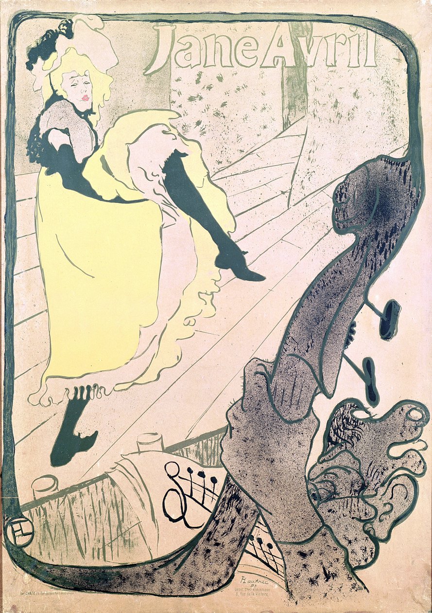 海报广告简艾薇丽（1868-1943）在巴黎花园，1893年（彩色光刻） 作者 亨利·德·图卢兹·劳特雷克