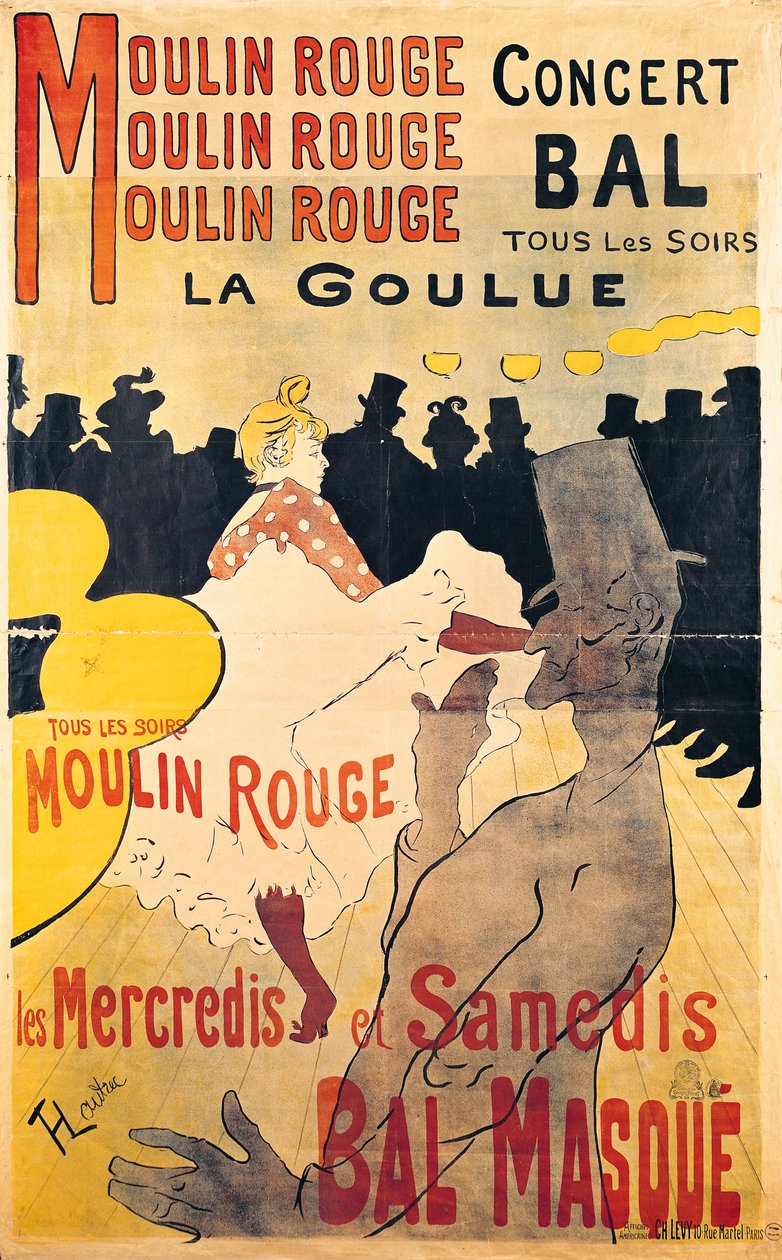 红磨坊 "La Goulue "的广告海报 作者 亨利·德·图卢兹·劳特雷克