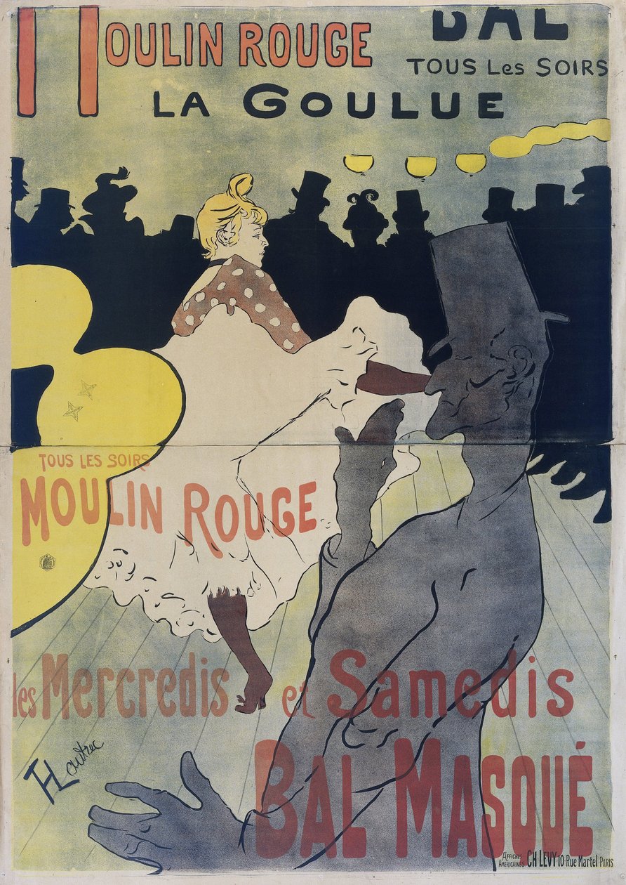 “The Moulin Rouge”的海报，1891年 作者 亨利·德·图卢兹·劳特雷克