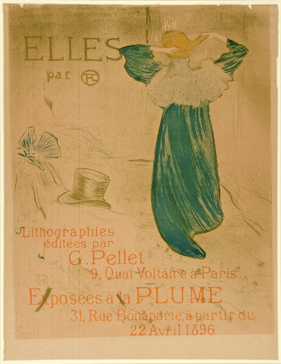 Elles》的正面插图海报，出版。1896年（彩色平版印刷）。 作者 亨利·德·图卢兹·劳特雷克