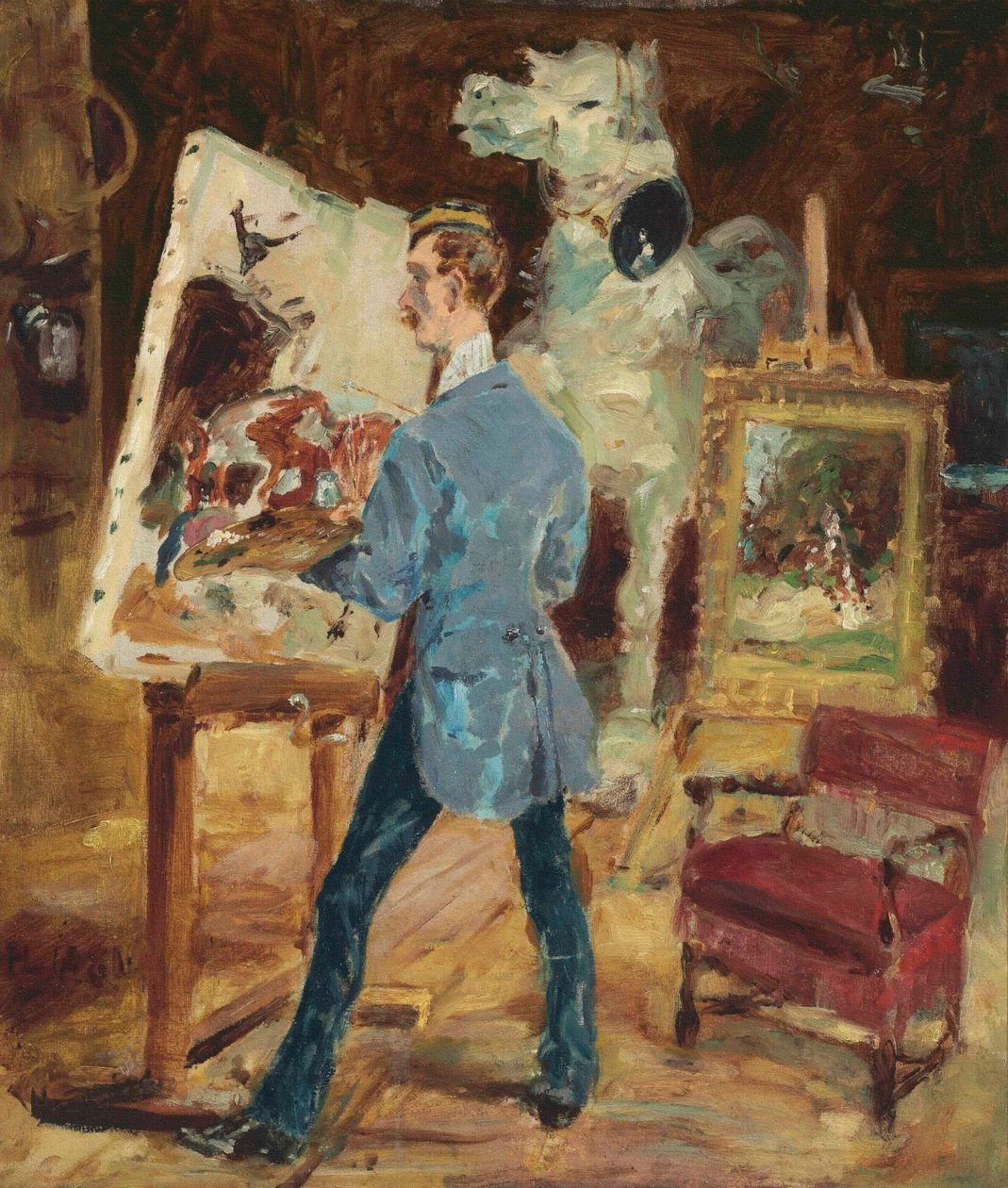 Princeteau在他的工作室； 1881年，普林斯顿在他的工作室 作者 亨利·德·图卢兹·劳特雷克