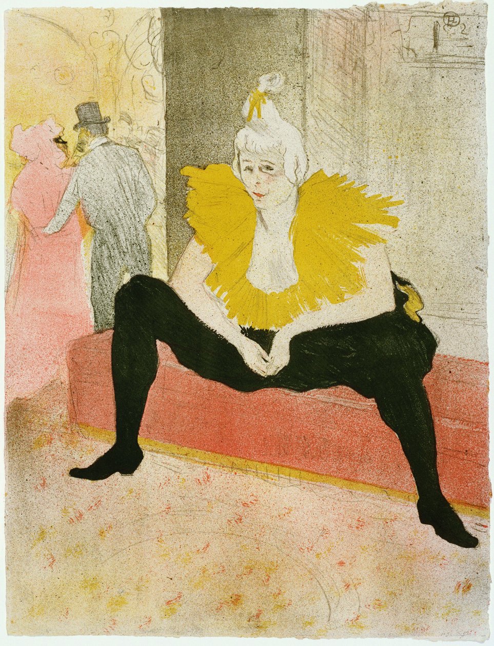 坐着的小丑 (Cha-u-ka-o 小姐) - Henri de Toulouse Lautrec (Toulouse-Lautrec) (1864-1901) 的作品 彩色石版画 1896 (c) 纽约现代艺术博物馆 52x40.3 作者 亨利·德·图卢兹·劳特雷克
