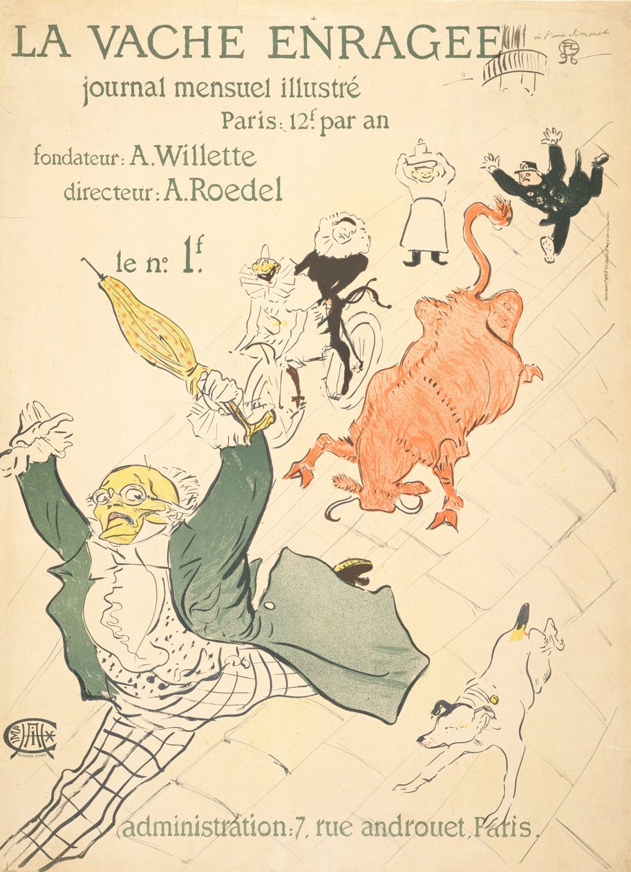 愤怒的牛，1896年 作者 亨利·德·图卢兹·劳特雷克