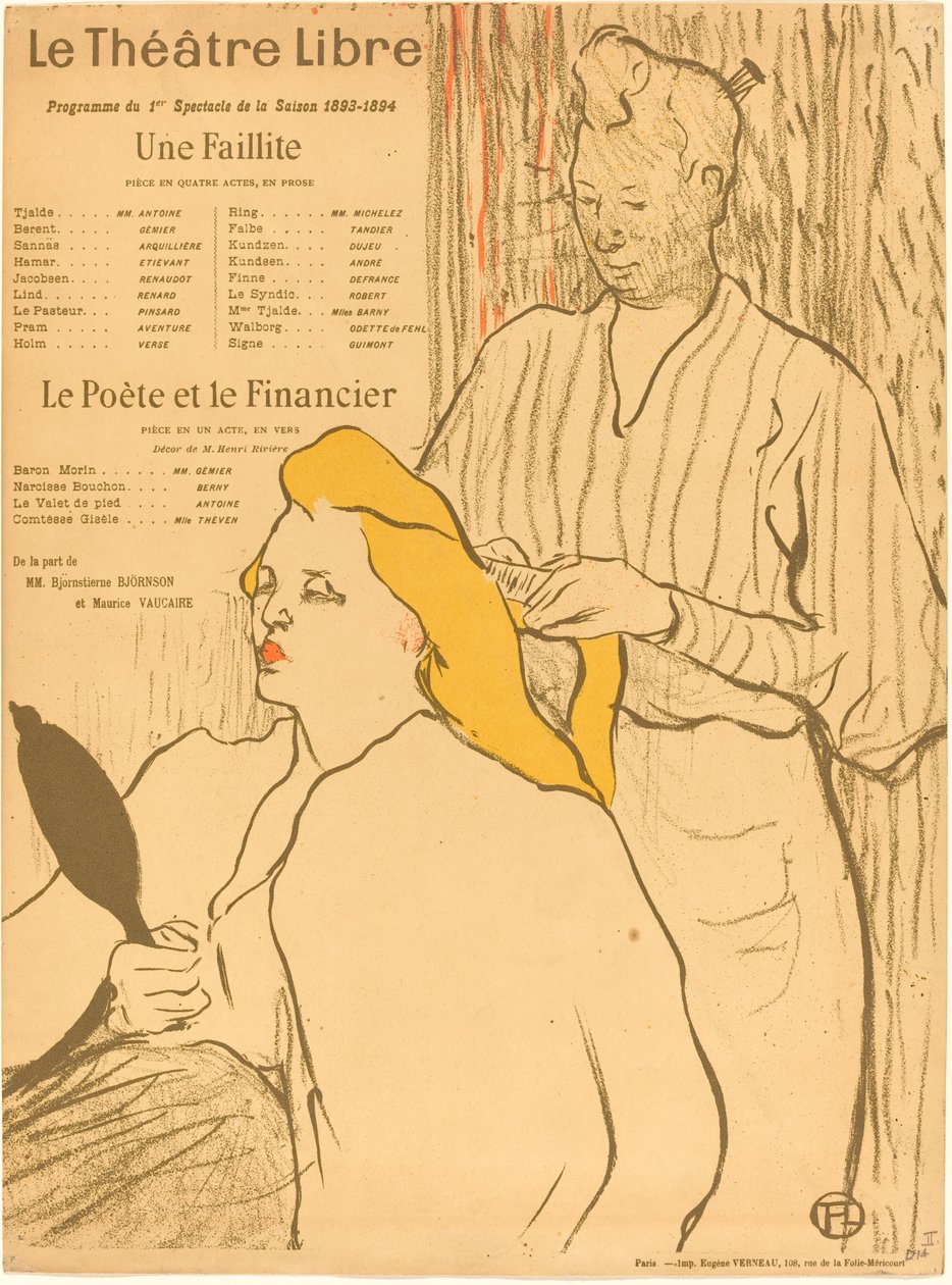 The Hairdresser - Program for the Theatre-Libre Le coiffeur - Programme du Théatre-Libre, 1893. 作者 亨利·德·图卢兹·劳特雷克