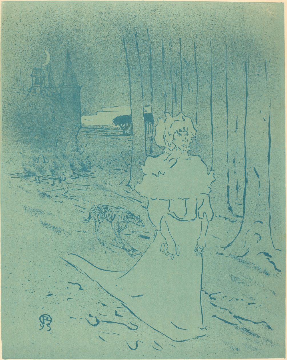 庄园主夫人或预兆 La chatelaine ou le tocsin, 1895. 作者 亨利·德·图卢兹·劳特雷克