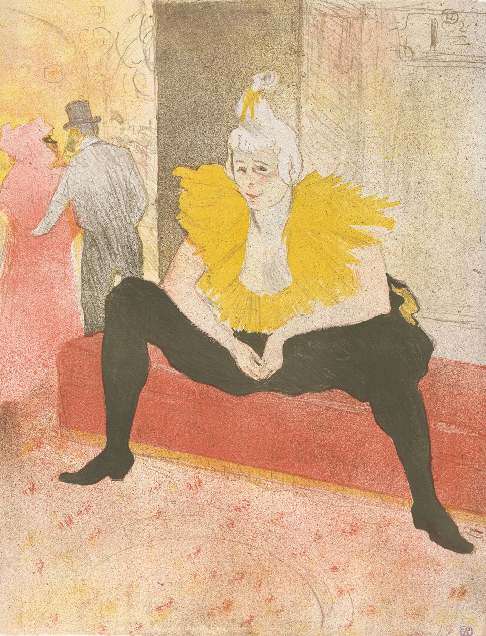 坐着的女小丑Mademoiselle Cha-u-ka-o，来自Elles系列，1896年，1896。 作者 亨利·德·图卢兹·劳特雷克