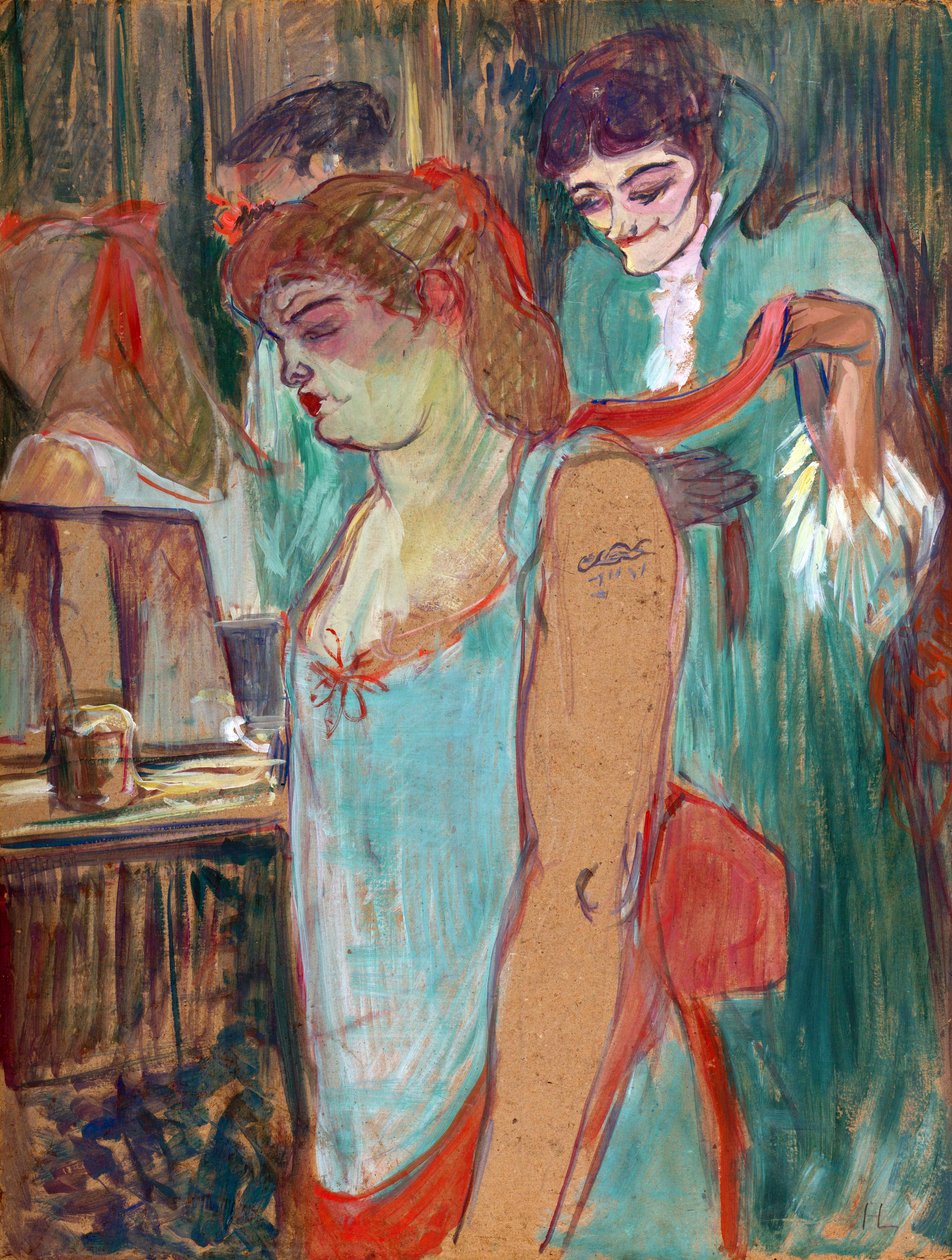 纹身的女人或厕所 - 亨利-德-图卢兹-劳特累克(Toulouse-Lautrec)(1864-1901)著 作者 亨利·德·图卢兹·劳特雷克