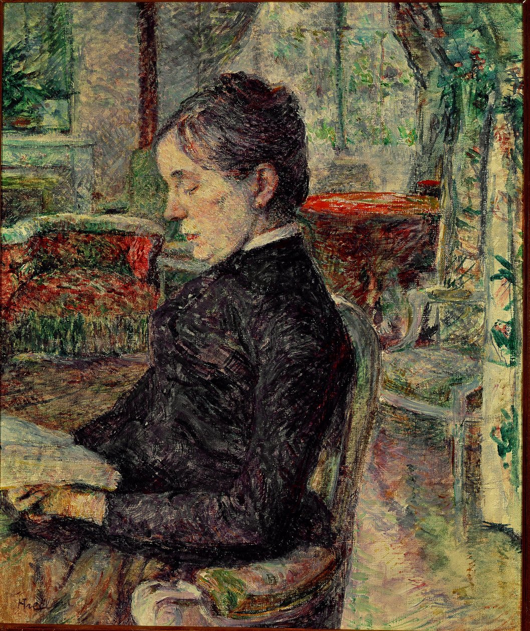 画家的母亲在Malrome的沙龙里。亨利-德-图卢兹-劳特累克（Toulouse Lautrec）的画作 作者 亨利·德·图卢兹·劳特雷克