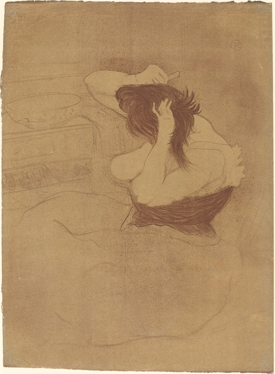 梳理头发的女人 Femme qui se peigne, 1896. 作者 亨利·德·图卢兹·劳特雷克