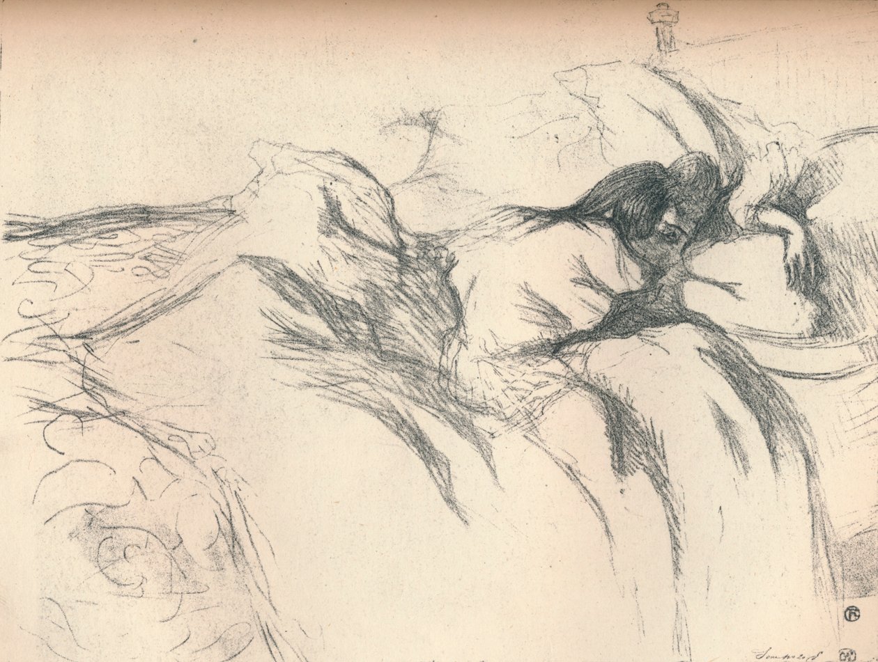 女人在床上醒来，1896年 作者 亨利·德·图卢兹·劳特雷克