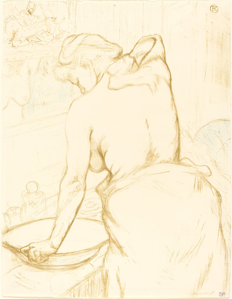女人在清洗自己 Femme qui se lave, 1896. 作者 亨利·德·图卢兹·劳特雷克