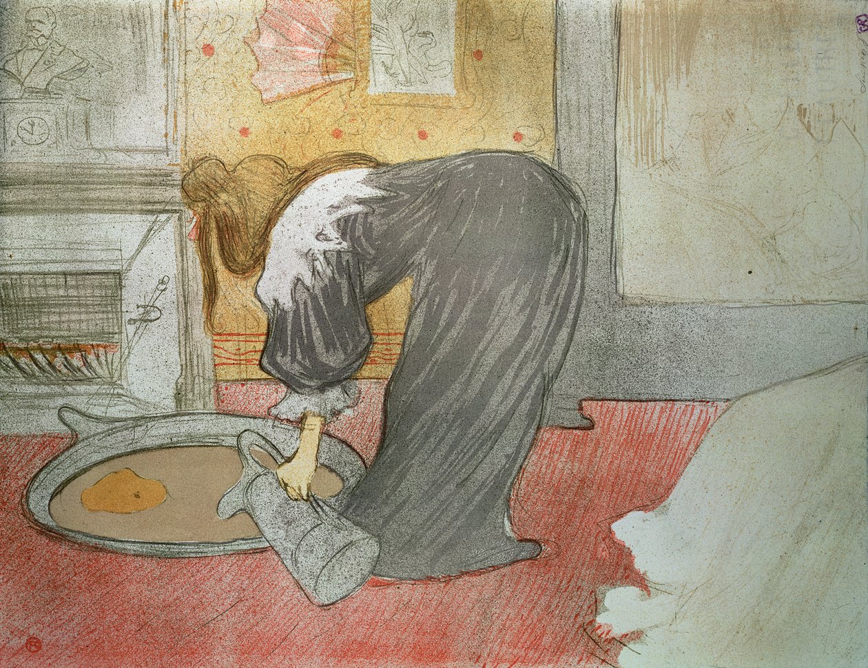 浴盆中的女人，来自《埃勒斯》，1896年 作者 亨利·德·图卢兹·劳特雷克