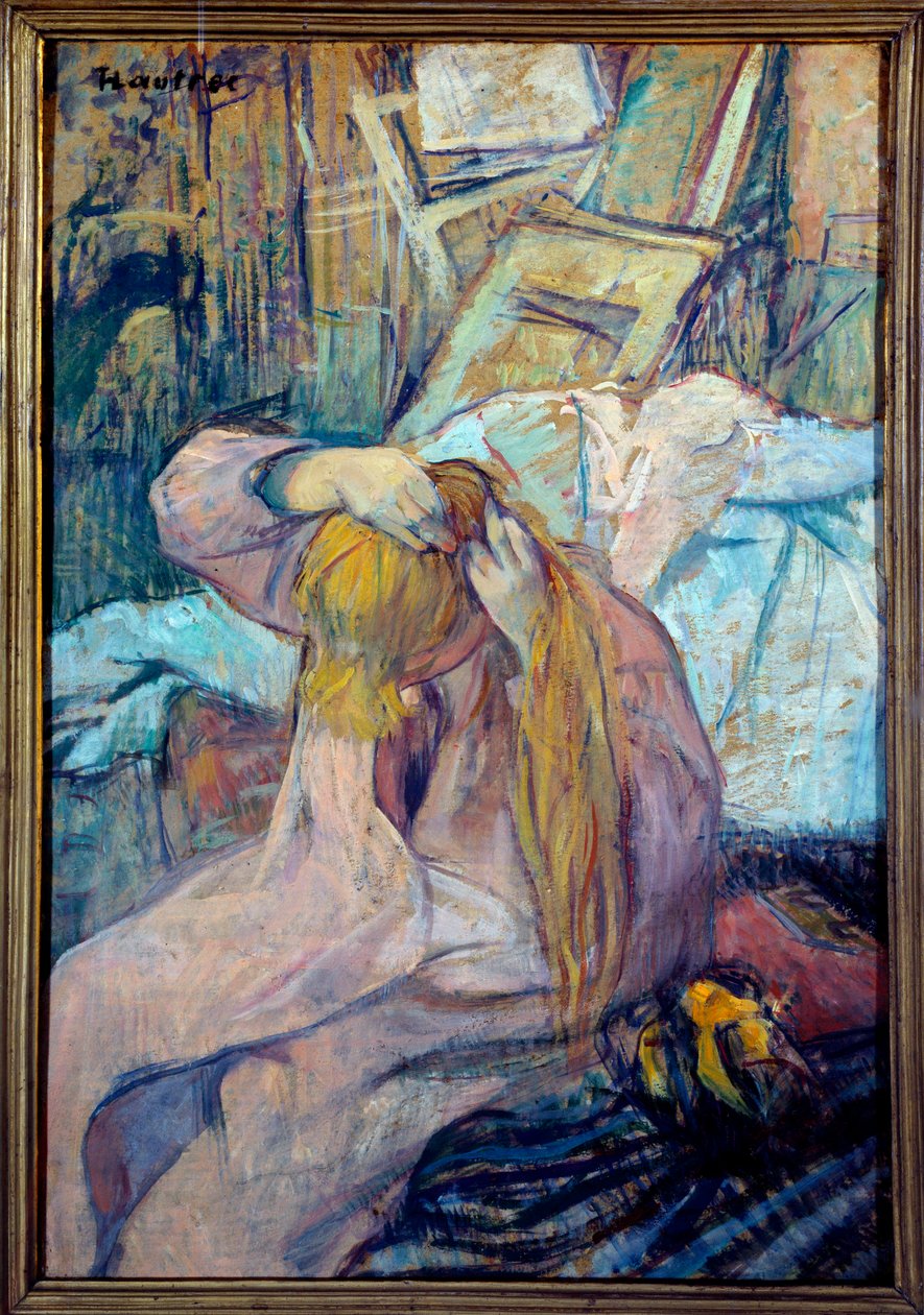女人穿衣服 亨利-德-图卢兹-劳特累克(1864-1901)的纸板油画 1891年 太阳 0,3x0,44米 巴黎，奥赛博物馆 作者 亨利·德·图卢兹·劳特雷克