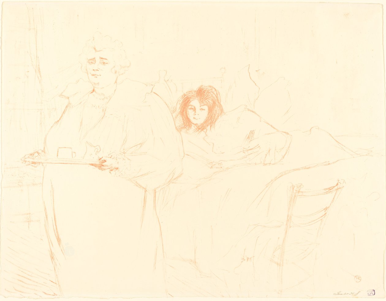拿着托盘的女人 Femme au plateau, 1896. 作者 亨利·德·图卢兹·劳特雷克