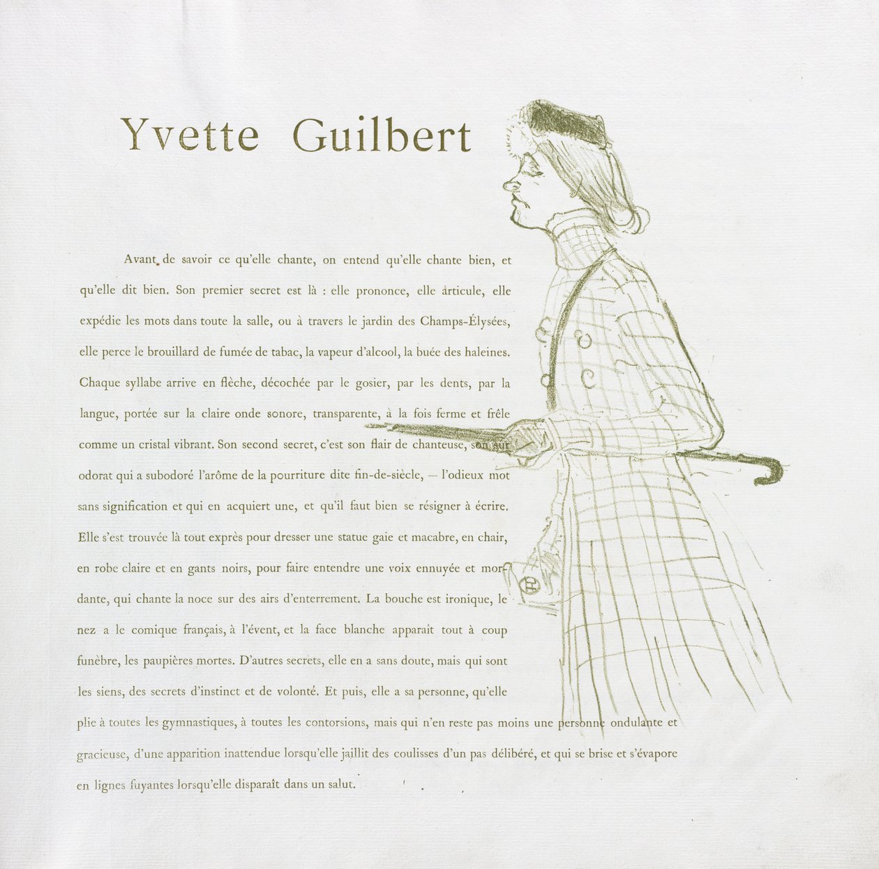 伊维特·吉尔伯特（Yvette Guilbert-French）系列：1894年第1期。 作者 亨利·德·图卢兹·劳特雷克