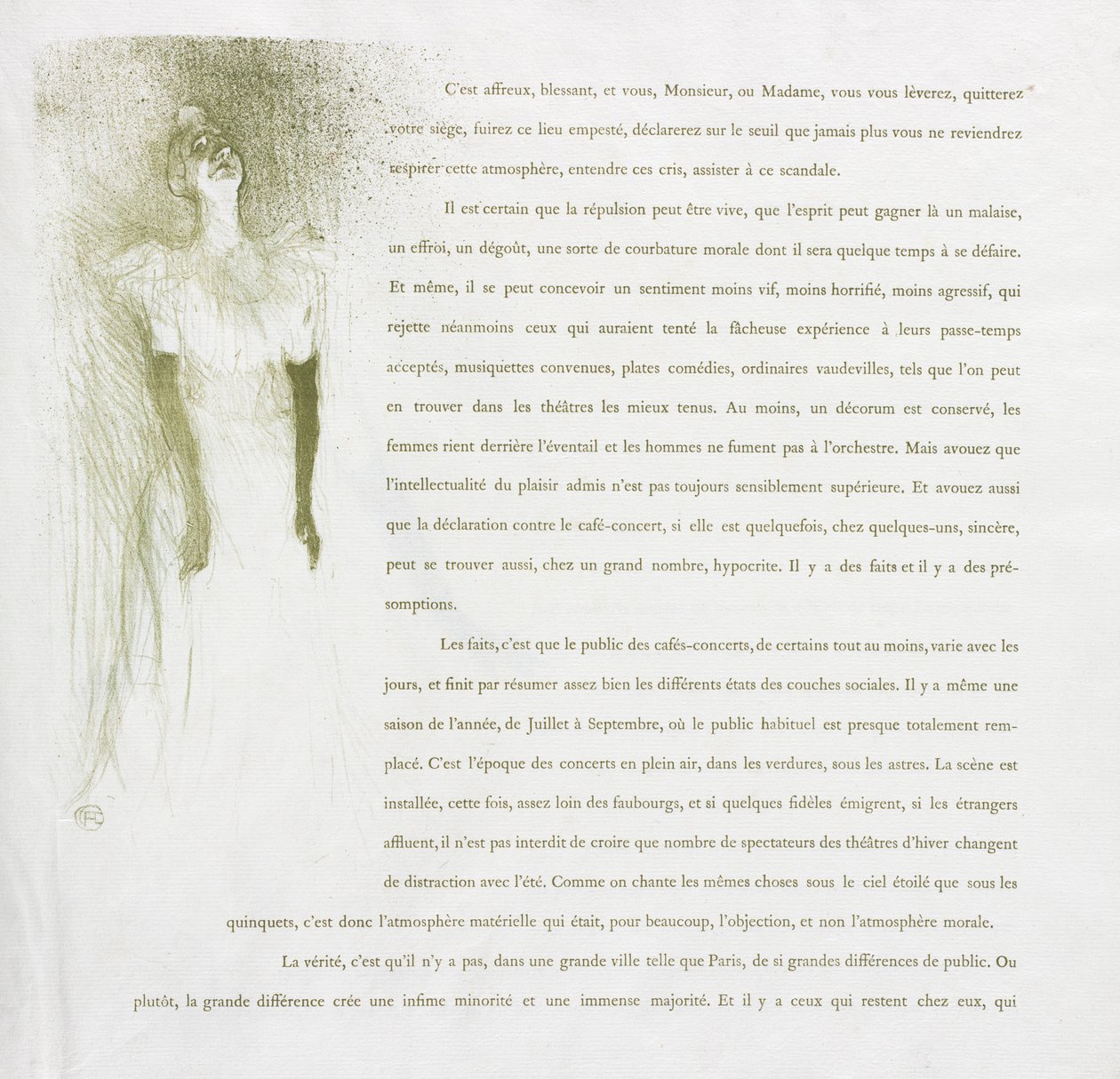 伊维特·吉尔伯特（Yvette Guilbert-French）系列：1894年第3号。 作者 亨利·德·图卢兹·劳特雷克