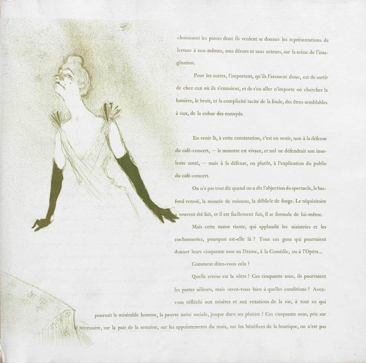 伊维特·吉尔伯特（Yvette Guilbert-French）系列：1894年第4号。 作者 亨利·德·图卢兹·劳特雷克