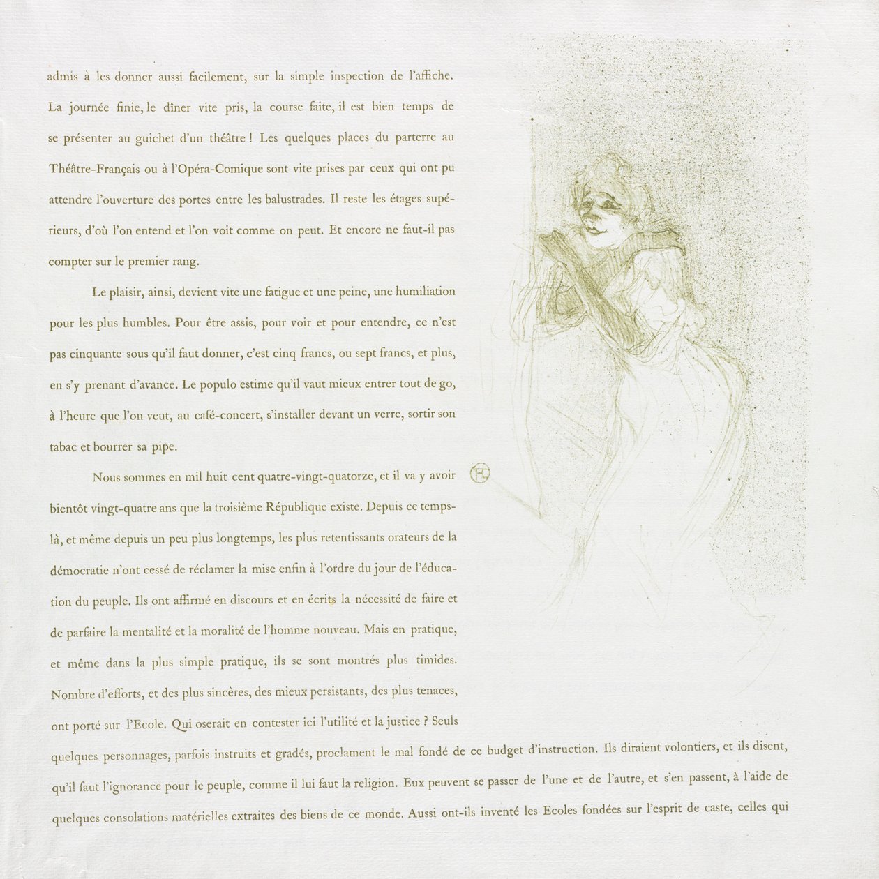 伊维特·吉尔伯特（Yvette Guilbert-French）系列：1894年第5号。 作者 亨利·德·图卢兹·劳特雷克