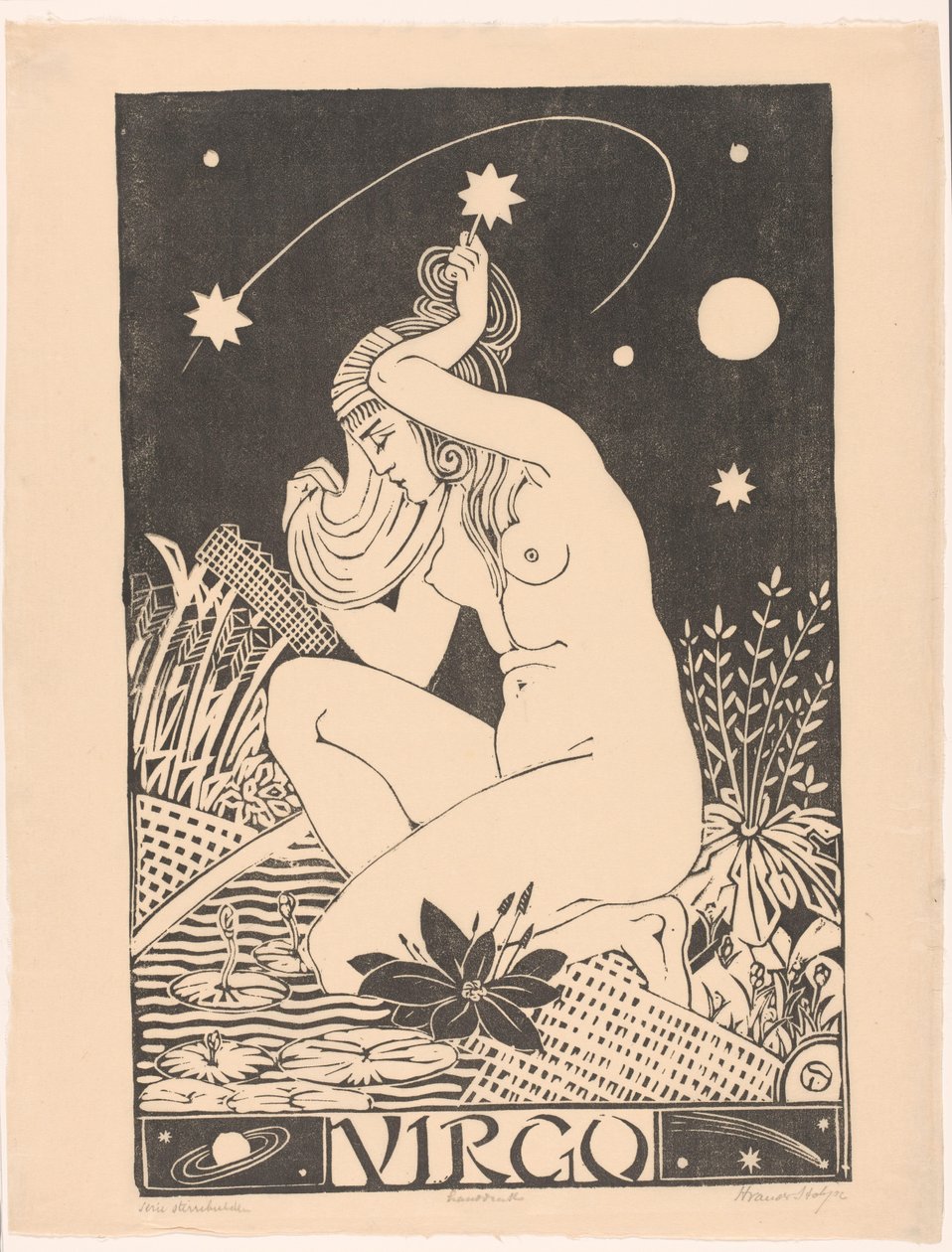 星座处女座 处女座（物体上的标题） 作者 亨利·范德斯托克（艺术家签名）
