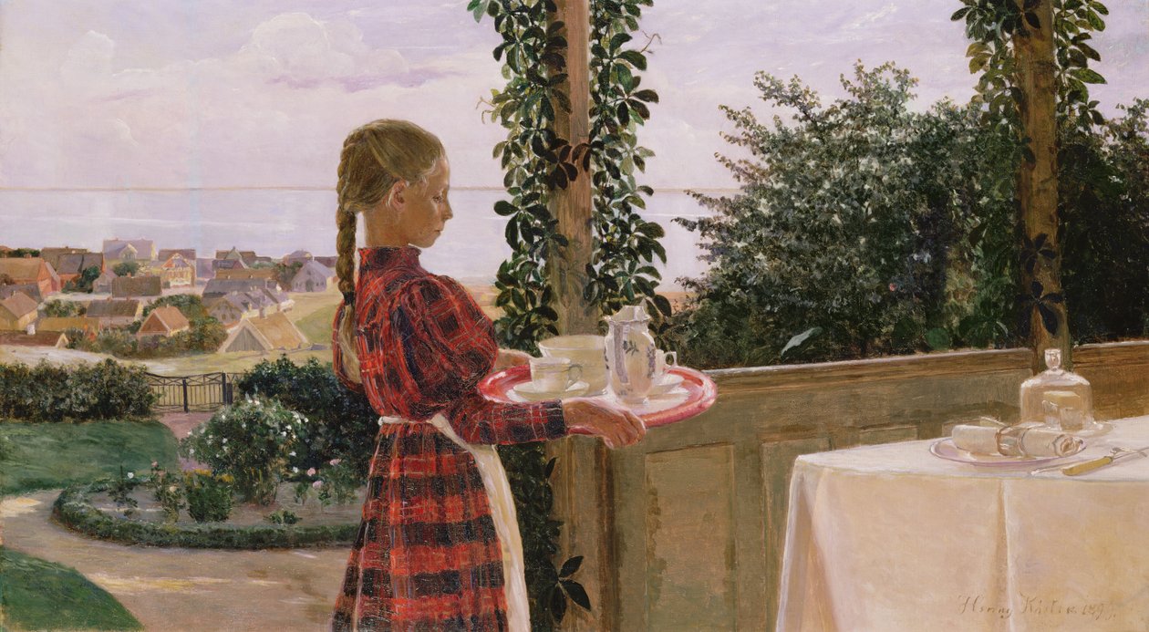1899年在Verandah的下午茶时间 作者 亨利埃特（Henriette Elisabeth）Koster Panduro