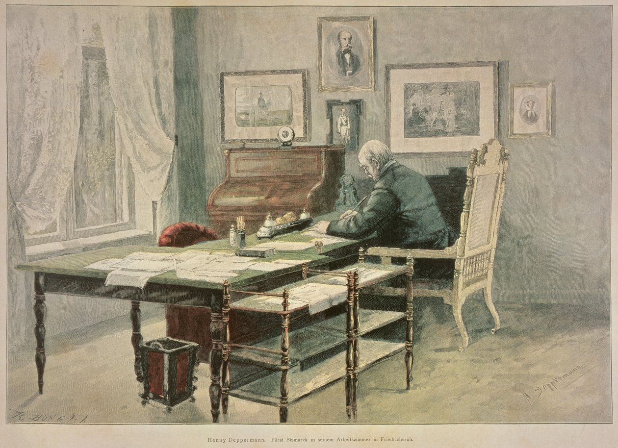 俾斯麦王子在Friedrichsruh的研究，1890年 作者 亨利埃特·德珀曼