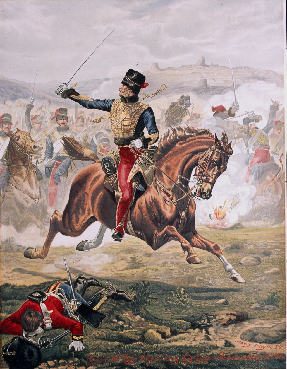 卡迪根勋爵（1797-1868）在1854年10月25日，1884年（chromolitho）领导巴拉克拉瓦战役中的轻骑兵 作者 亨利·佩恩