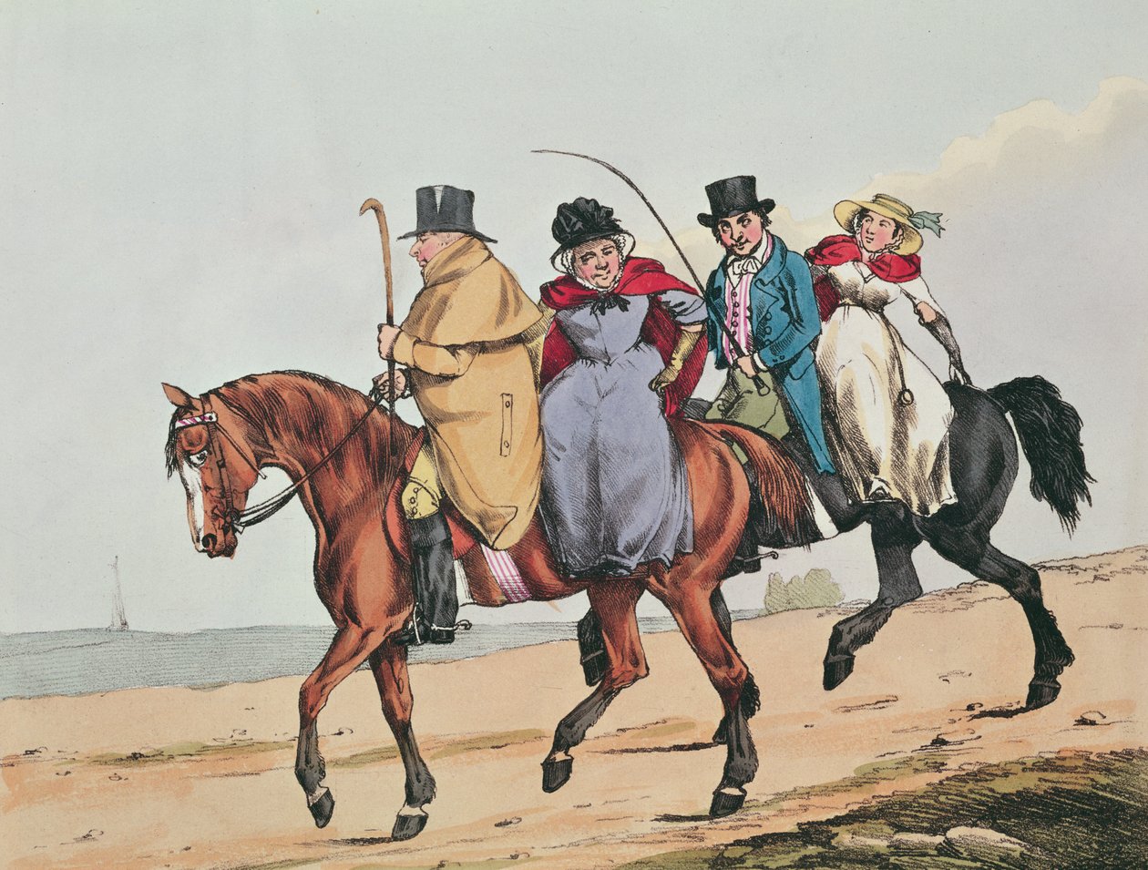 英国的Yeomanry访问，1821年（彩色蚀刻） 作者 亨利·艾肯