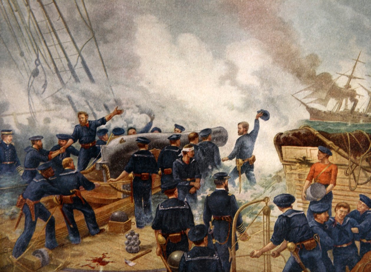 Kearsage于1864年6月19日沉没于阿拉巴马州 作者 亨利·亚历山大·奥格登