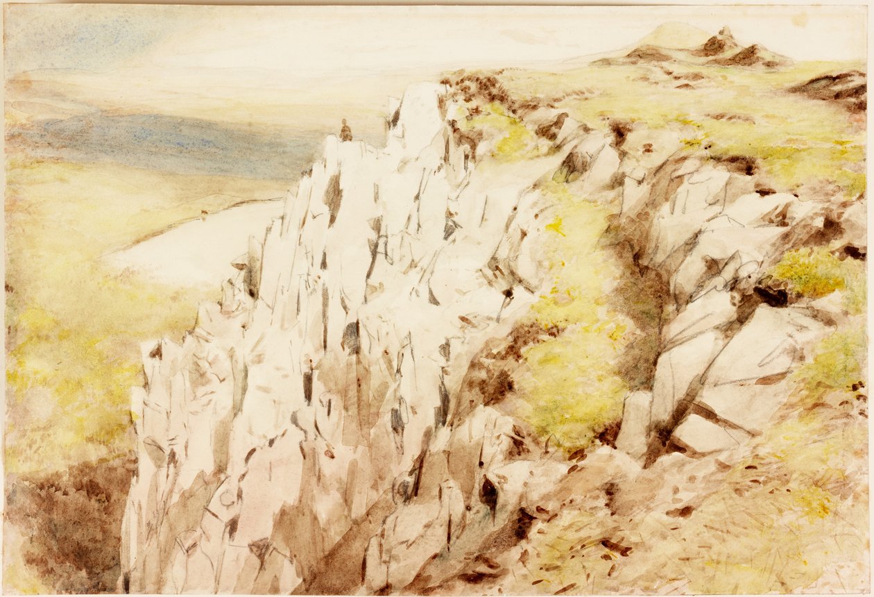 Crag Lough（纸上的铅笔和水彩（贴在卡片上）） 作者 亨利·伯顿·理查森