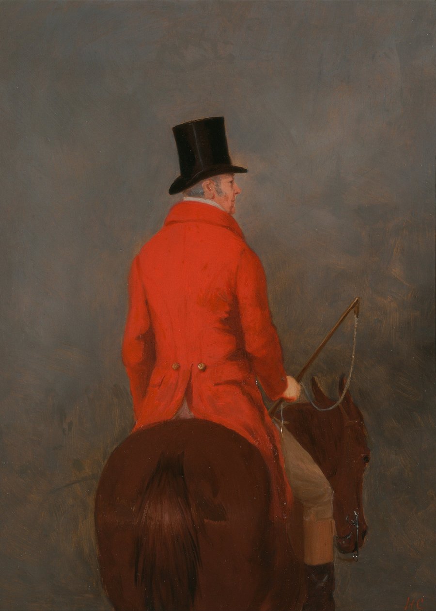 托马斯·乔蒙德利（Thomas Cholmondeley），第一位德拉米尔勋爵（Lord Delamere）的肖像，在他的猎人身上（为柴郡狩猎研究... 作者 亨利·卡尔弗特