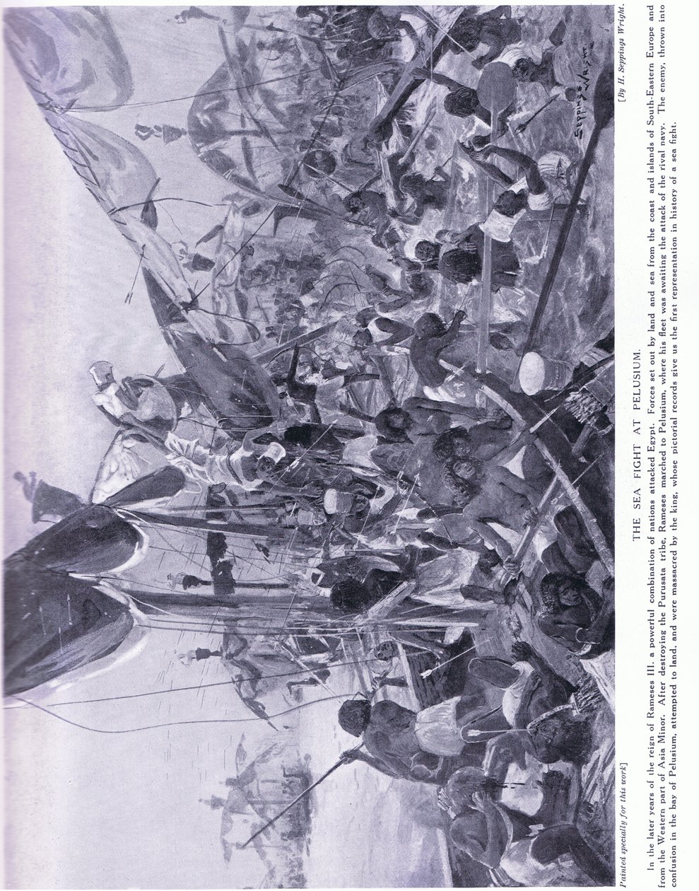 在Pelusium的海战，c.1920 作者 亨利·查尔斯·塞普金斯·赖特