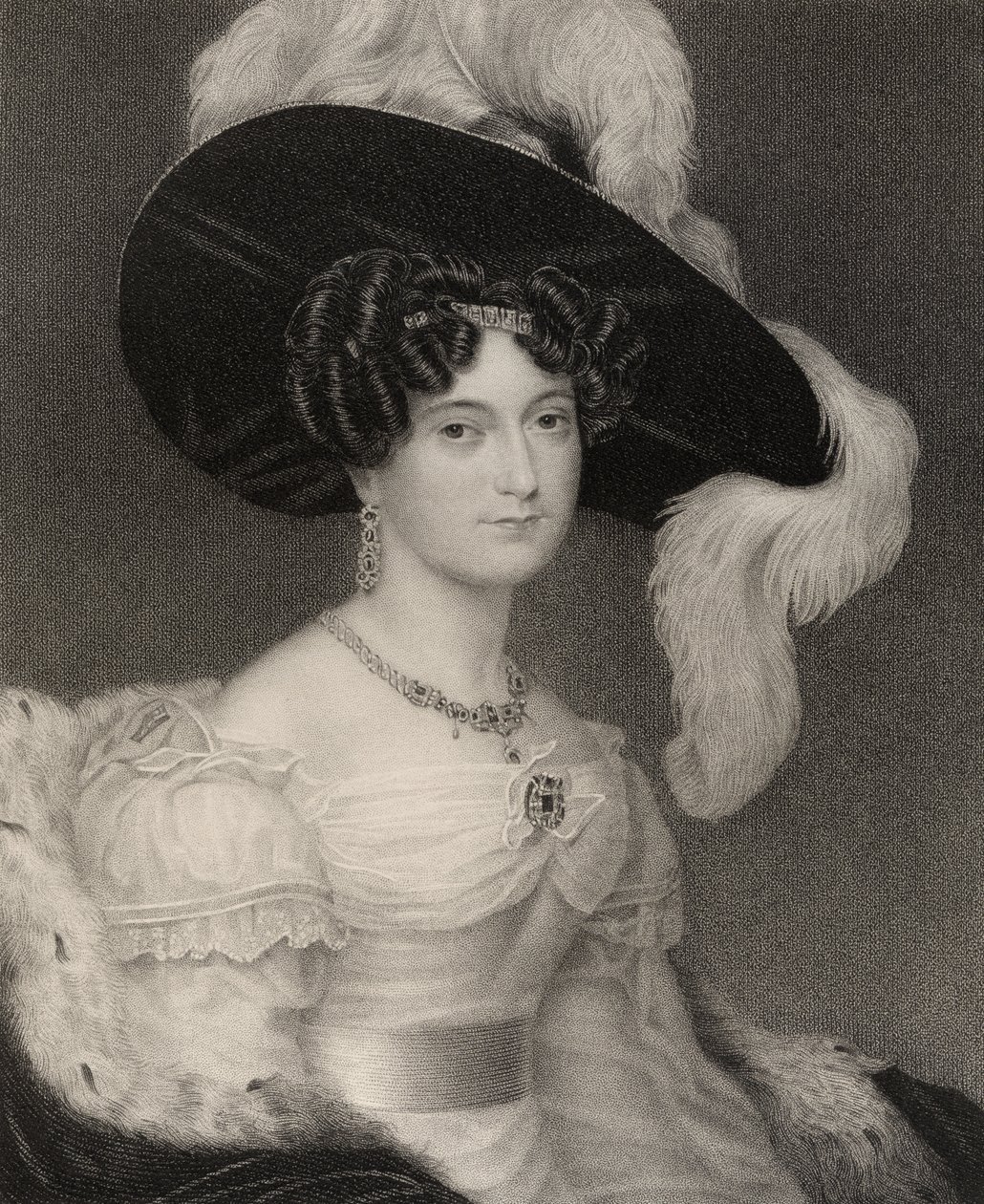 维多利亚玛丽亚路易斯，肯特公爵夫人和Strathearn，由John Cochran（1821-65）镌刻，来自&39;国家肖像画廊，第四卷&39;，出版于1835年 作者 亨利·科伦