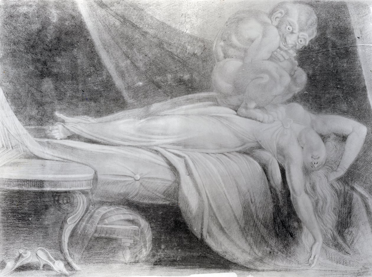 梦魇，1781年（粉笔在纸上） 作者 约翰·海因里希·富斯里