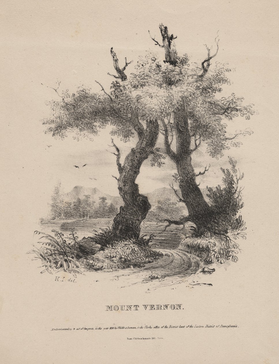 Mount Vernon，Litho by Childs und Inman，1832 作者 亨利·英曼