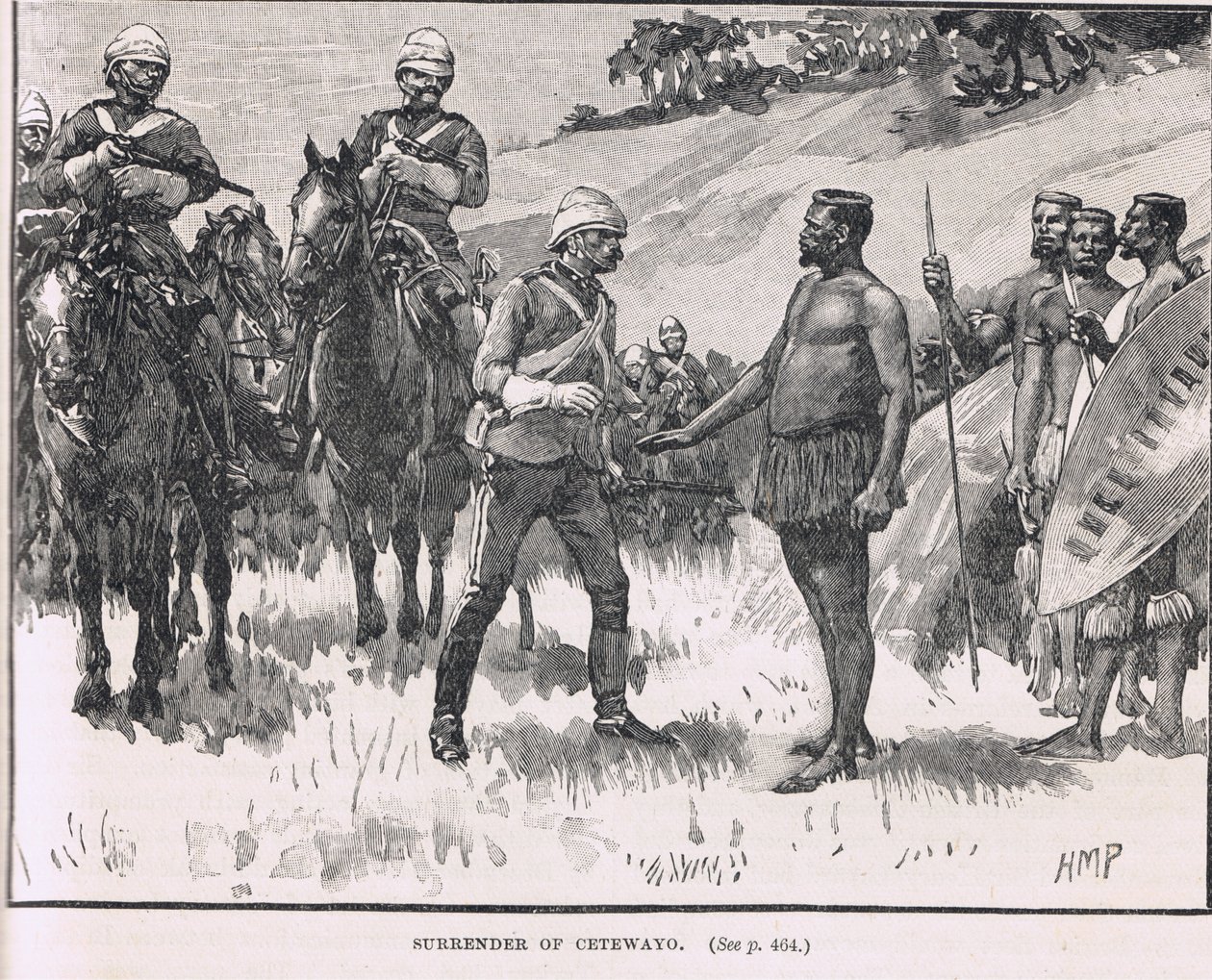 Cetewayo的投降，来自卡塞尔的“英国插图史”的插图，于1910年出版 作者 佩吉特亨利万豪酒店
