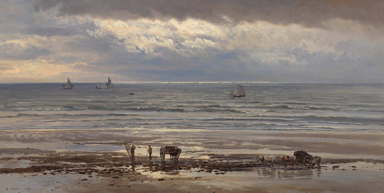海带采集者 - 灰色的早晨，1874年 作者 亨利摩尔