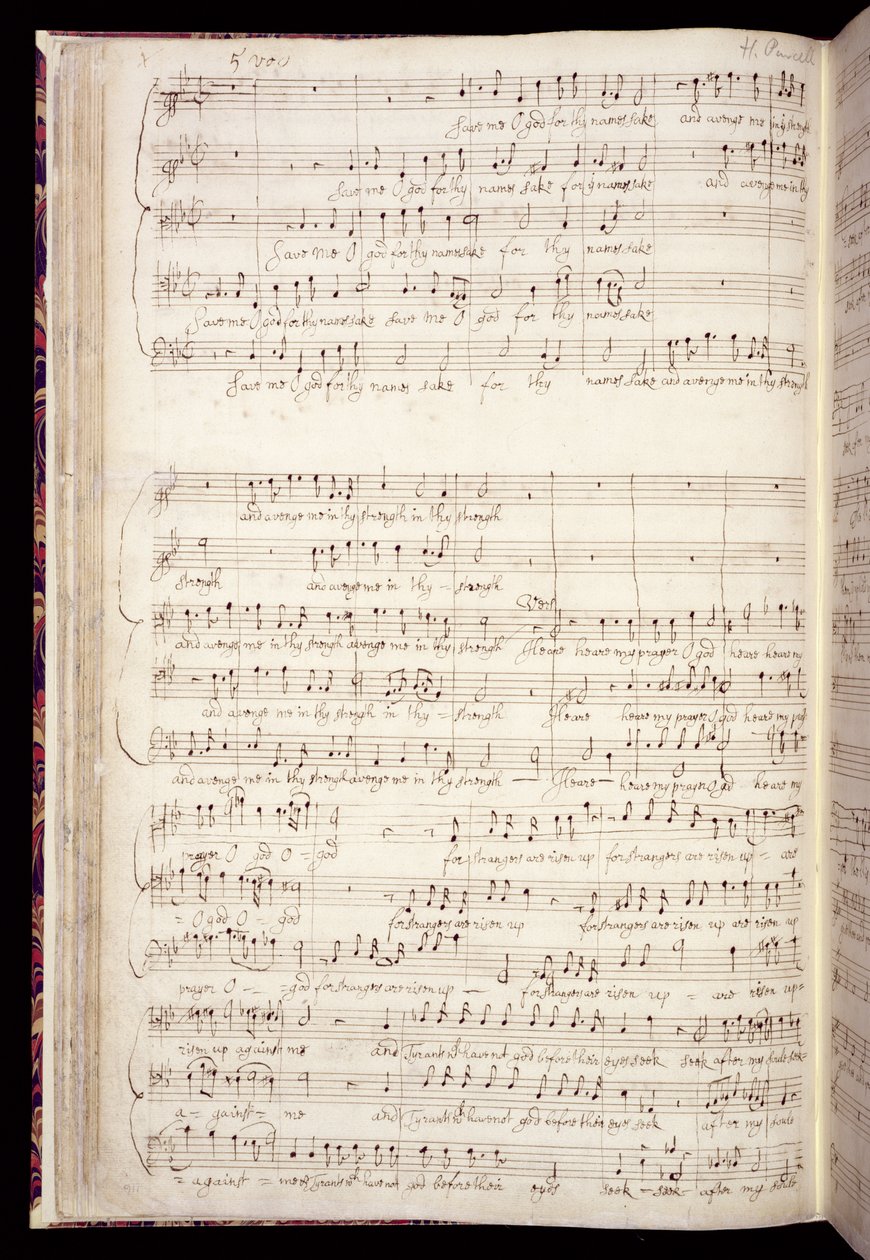 Mu Ms 88，f.27v：“拯救我上帝”，来自作曲家自己手中的英语国歌，c.1670-80（墨水在纸上） 作者 亨利·珀塞尔
