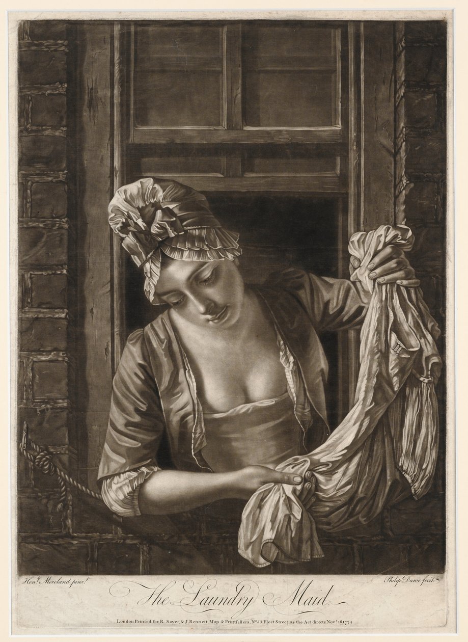 洗衣店女佣，印刷品由Philip Dawe，1772年（mezzotint）制作 作者 亨利·罗伯特·莫兰德
