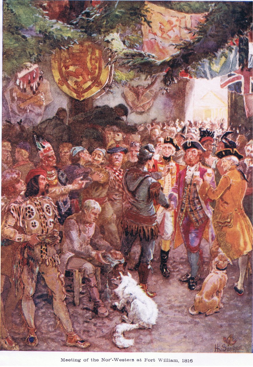 1816年，威廉堡的NorWesters会议，c.1920 作者 亨利·桑德姆（Henry Sandham）