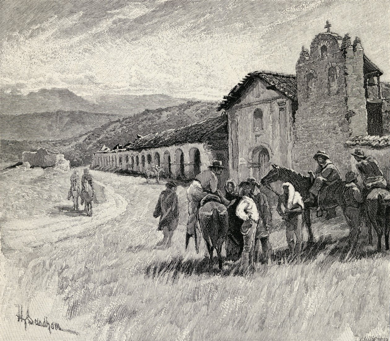 Mission Santa Ynez或Ines，Solvang，California，来自&39;世纪画报月刊杂志&39;，1883年5月至10月 作者 亨利·桑德姆（Henry Sandham）