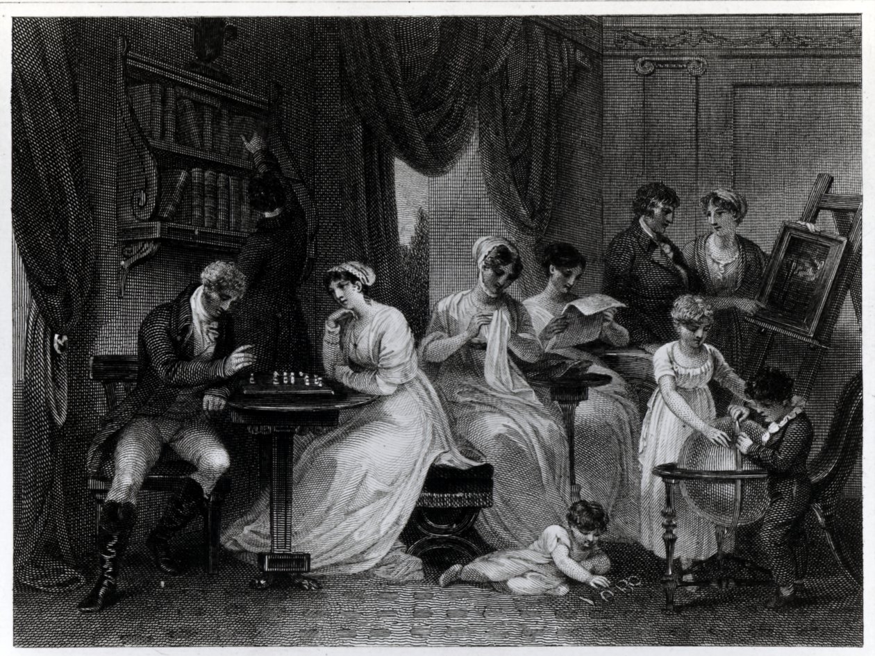 绘画室场景，来自Peter Coxe的“社交日”，由Anker Smith（1759-1819）镌刻，1822年出版 作者 亨利·辛格尔顿