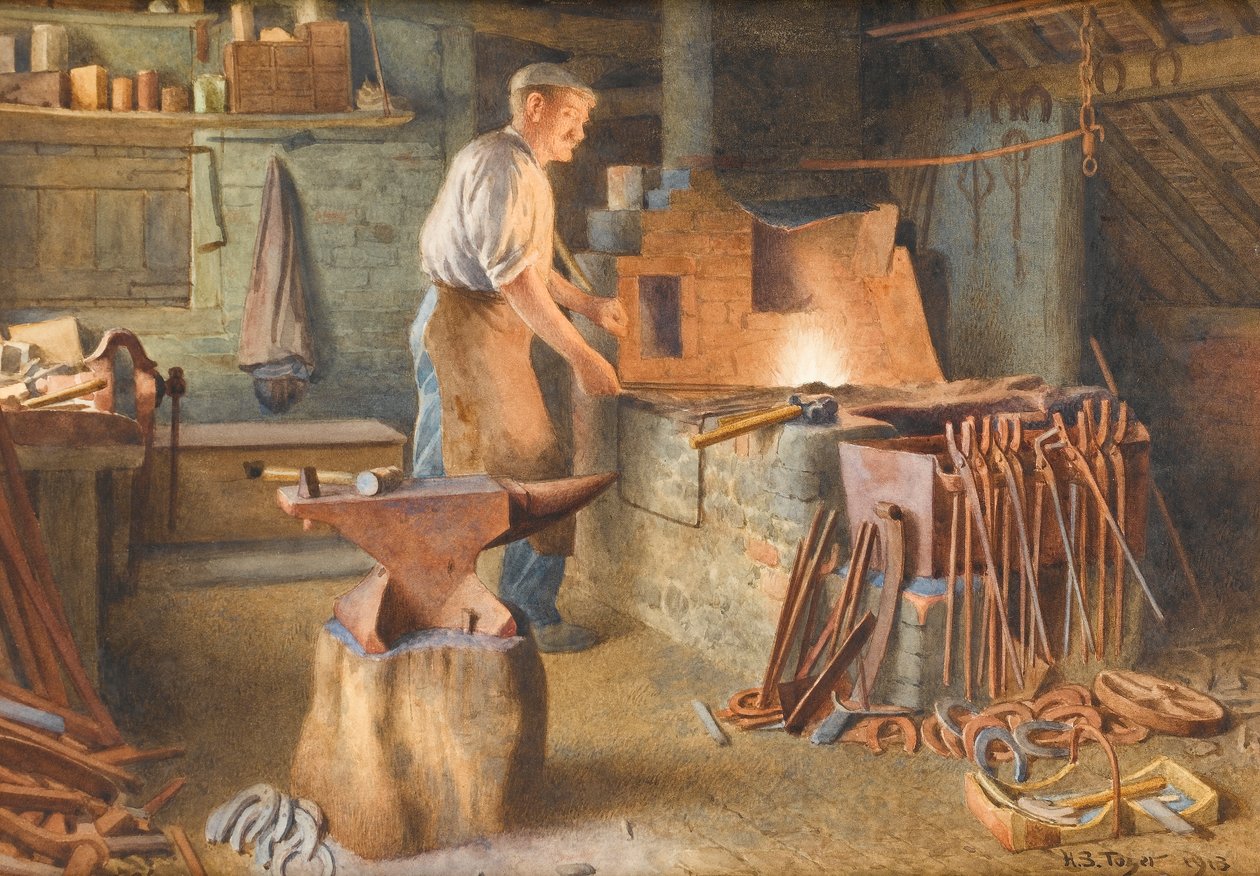 The Village Blacksmith，1918年（纸上写着） 作者 亨利·斯佩农·托泽