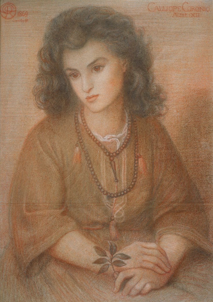 Calliope Coronio，1869年Dante Gabriel Rossetti之后（粉彩纸） 作者 亨利·特里弗里·邓恩