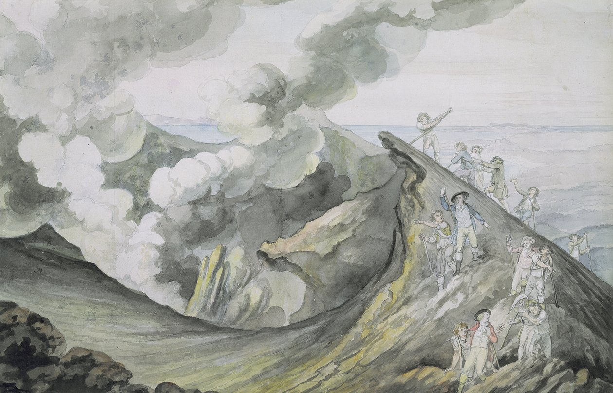 维斯威火山的上升，1785-91（纸上石墨） 作者 亨利·特雷舍姆