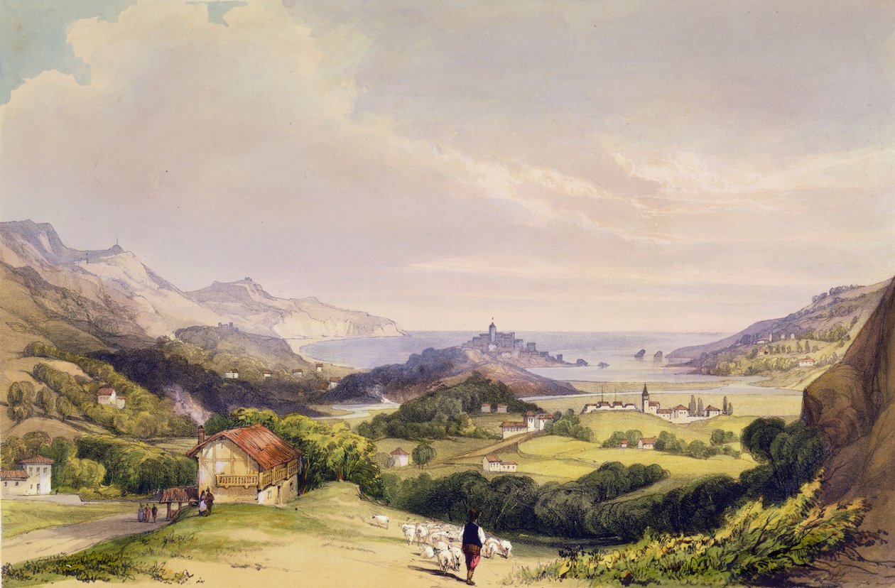 Carlist Fort El Parque与Fuentarabia和Bidassoa的嘴，1838年 作者 亨利·威尔金森