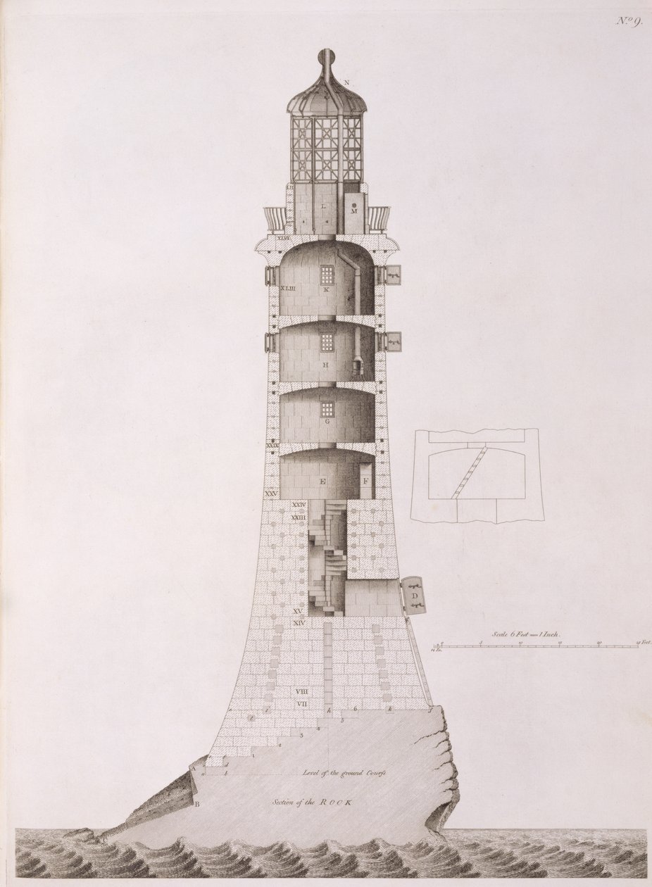 Edystone灯塔由Edward Rooker（1712-74），1763年刻 作者 亨利·温斯坦利