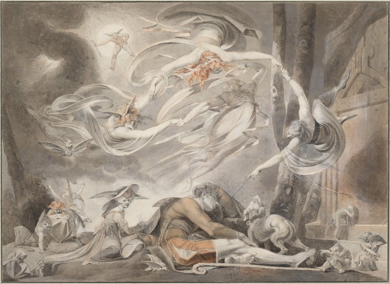 牧羊人的梦》，约 1786 年（铅笔、红色粉笔和灰水彩画） 作者 约翰·海因里希·富斯里