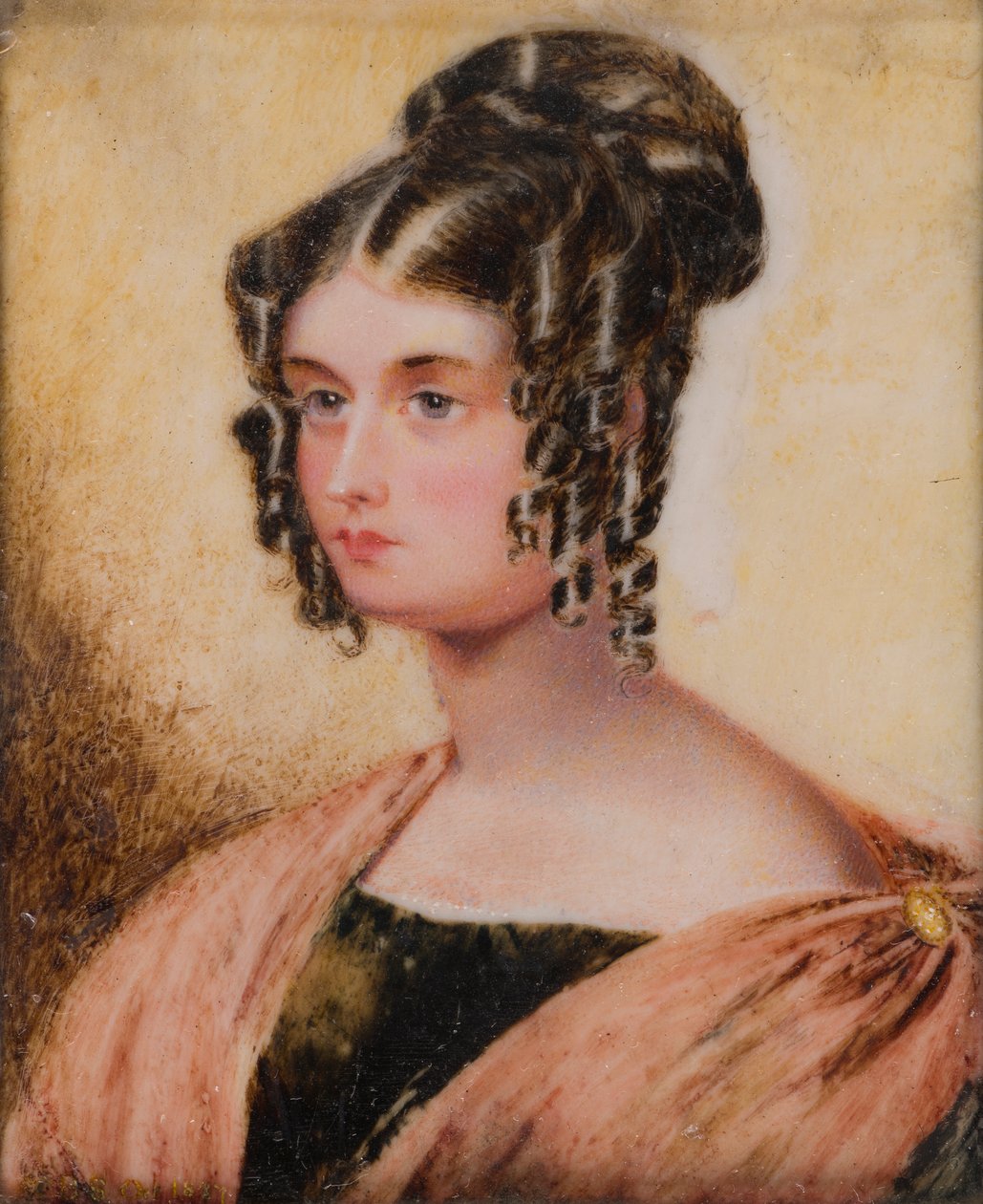 伊丽莎·卡罗琳·张伯伦阁下的肖像 查尔斯·布里奇曼夫人（1799-1887），c.1817-60（象牙油画） 作者 亨利（科伦的圈子）