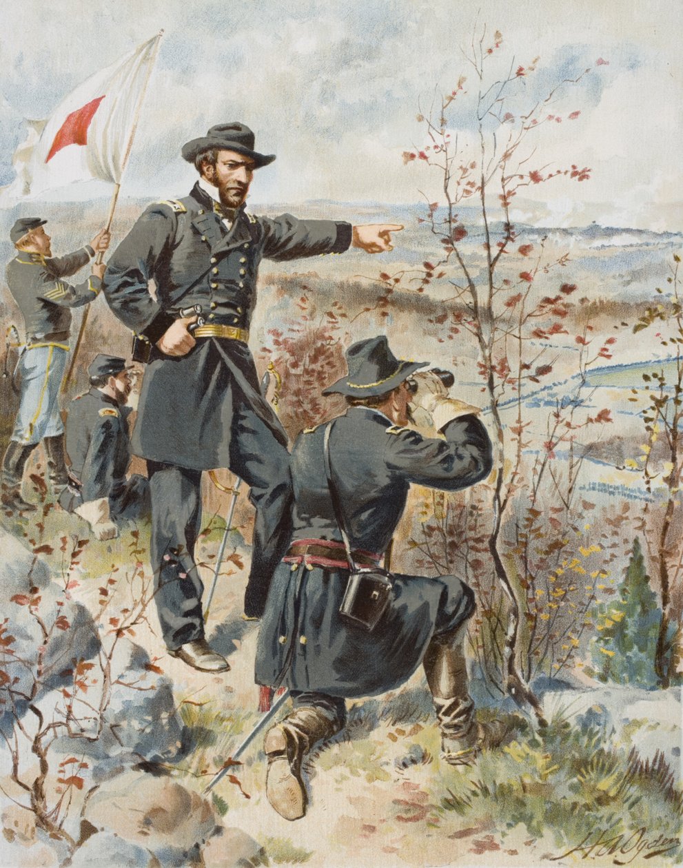 10 月 4 日，阿拉托纳山口战役期间，谢尔曼将军在肯尼索山 作者 亨利·亚历山大（后）奥格登