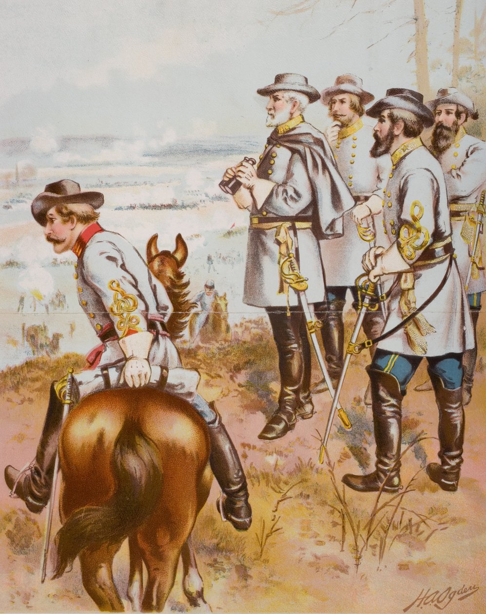 1862年12月13日，弗雷德里克斯堡战役中的Robert E. Lee将军（1807-70） 作者 亨利·亚历山大·奥格登